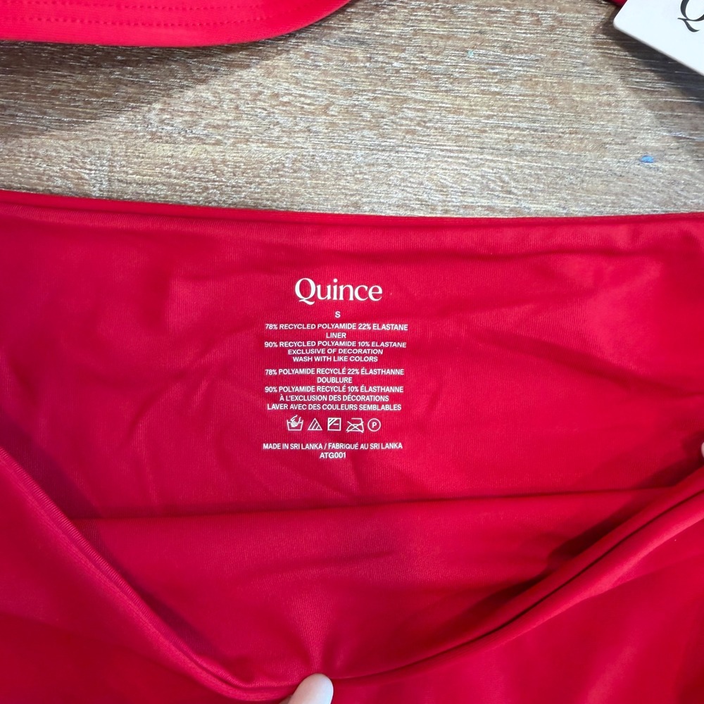 Quince Red High Waisted Bikini Set V-Neck Top High Cut Bottom Small NWT Bathing - Picture 5 of 12